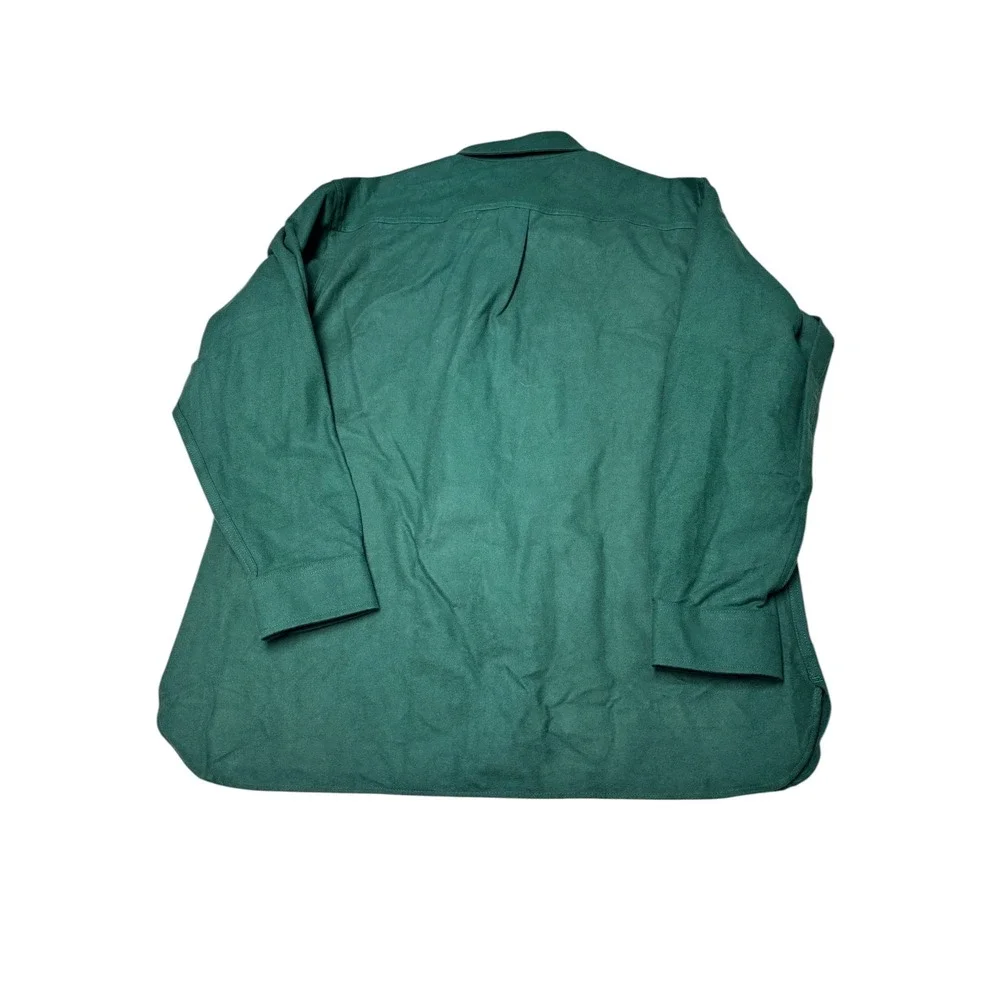 LL Bean Chamois Traditional Fit Cloth Shirt Green Cotton Button Down Mens L Reg